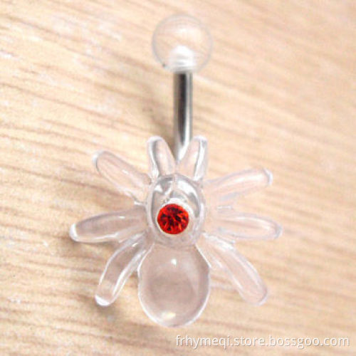 Acrylic spider design navel belly rings